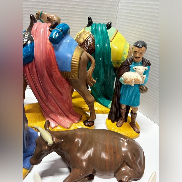 Christmas Nativity Vintage Holland Mold Set Piece Hand Painted Large 16 Pieces - Picture 4 of 16